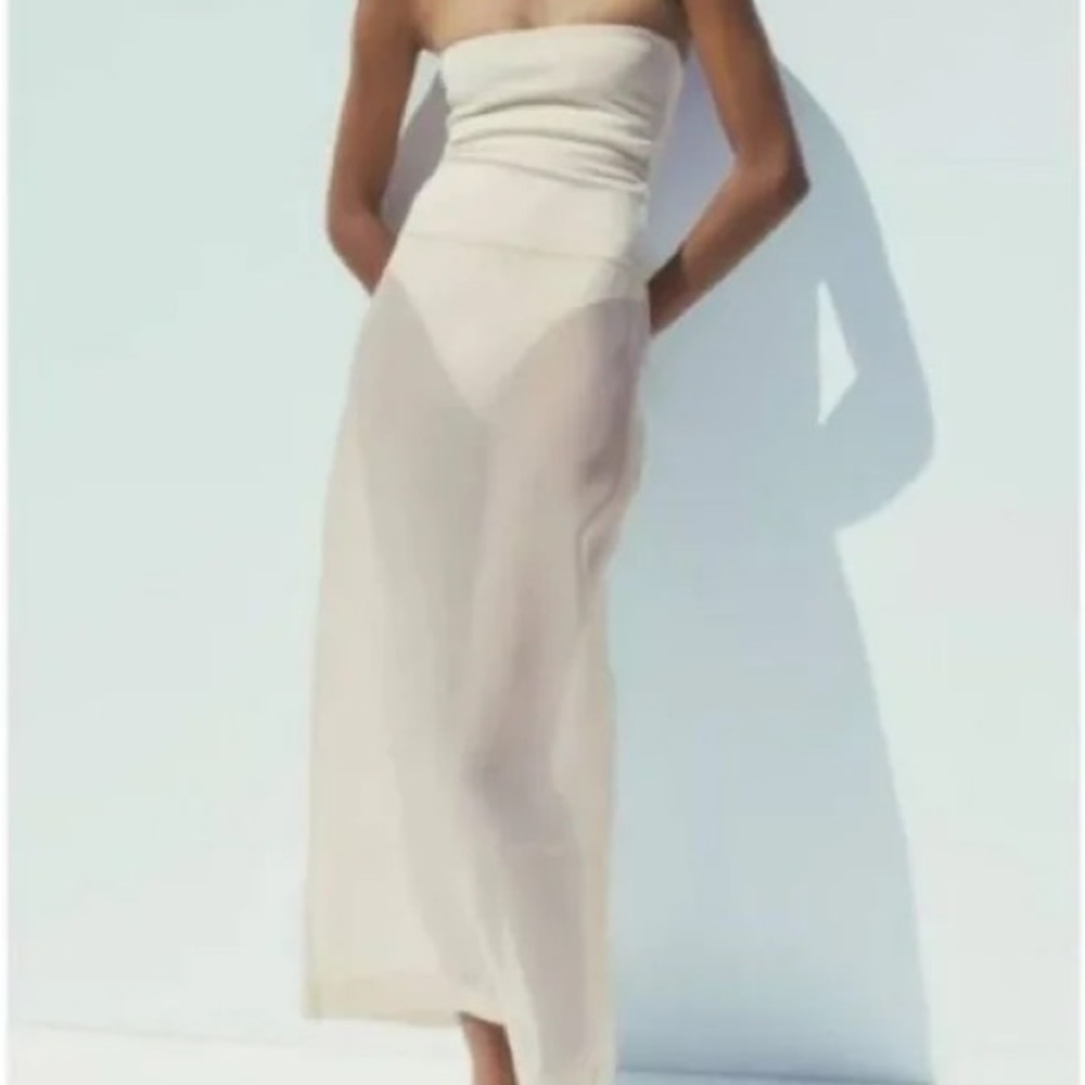 ZARA Organza Sheer Midi Skirt and Bodysuit